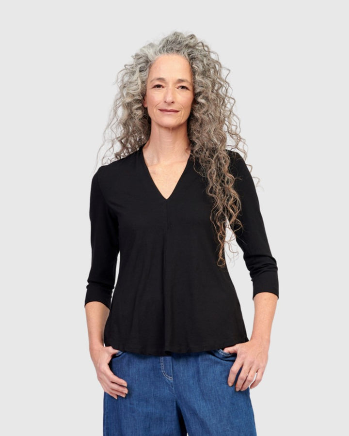 Essential V-neck Top, Black