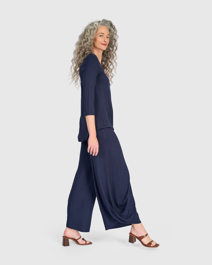 Essential V-neck Top, Navy