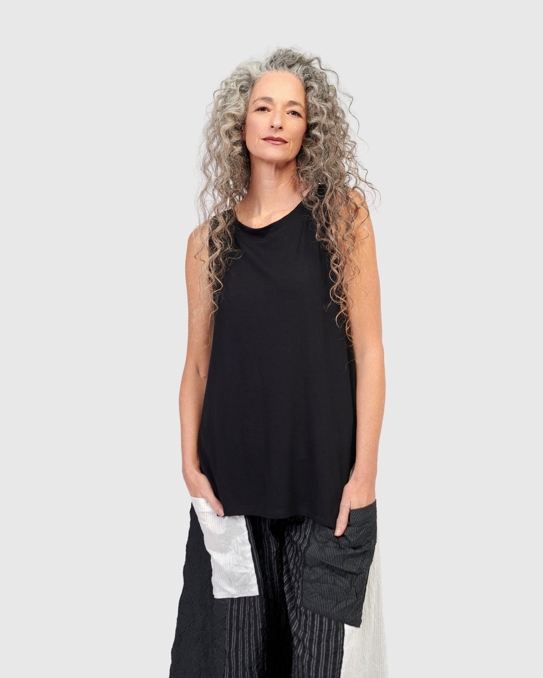 Essential Cutaway Tank Top, Black