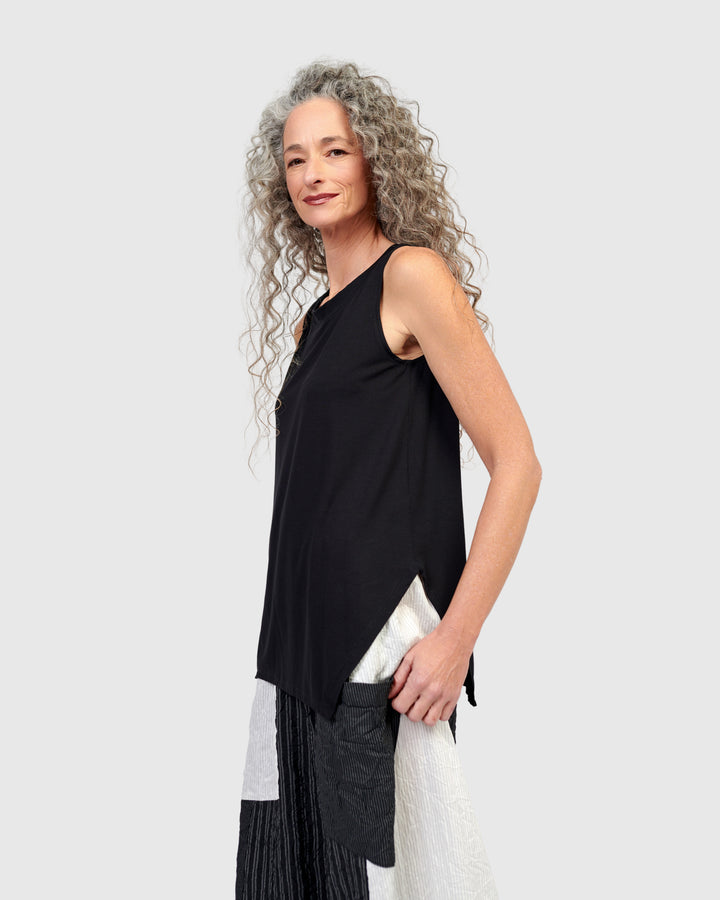 Essential Cutaway Tank Top, Black