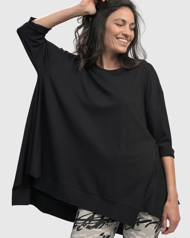 Essential Oversized Trapeze Top, Black