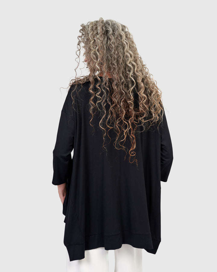 Essential Oversized Trapeze Top, Black