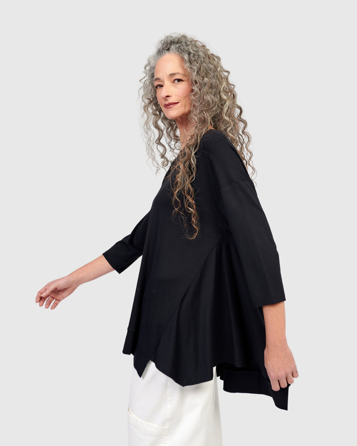 Essential Oversized Trapeze Top, Black