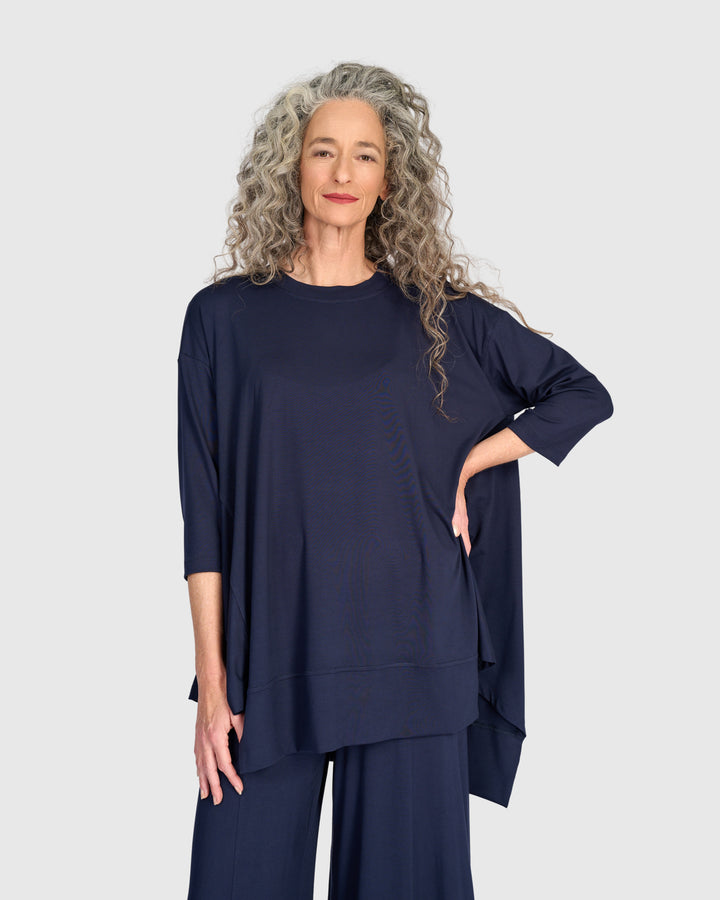 Essential Oversized Trapeze Top, Navy