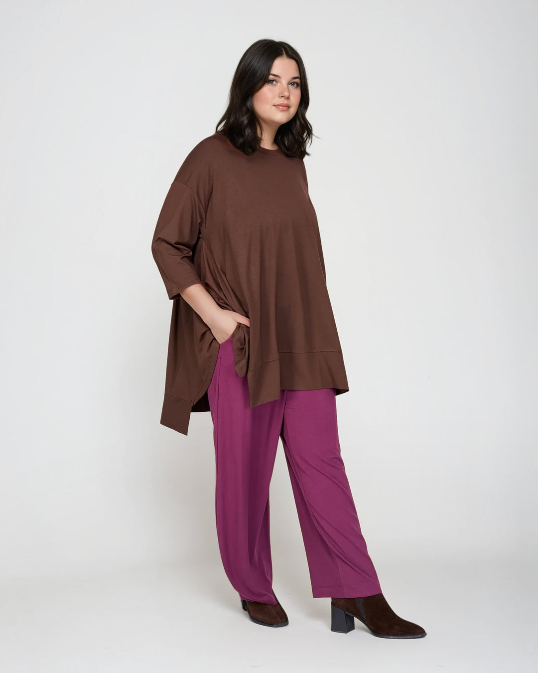 Essential Oversized Trapeze Top, Umber