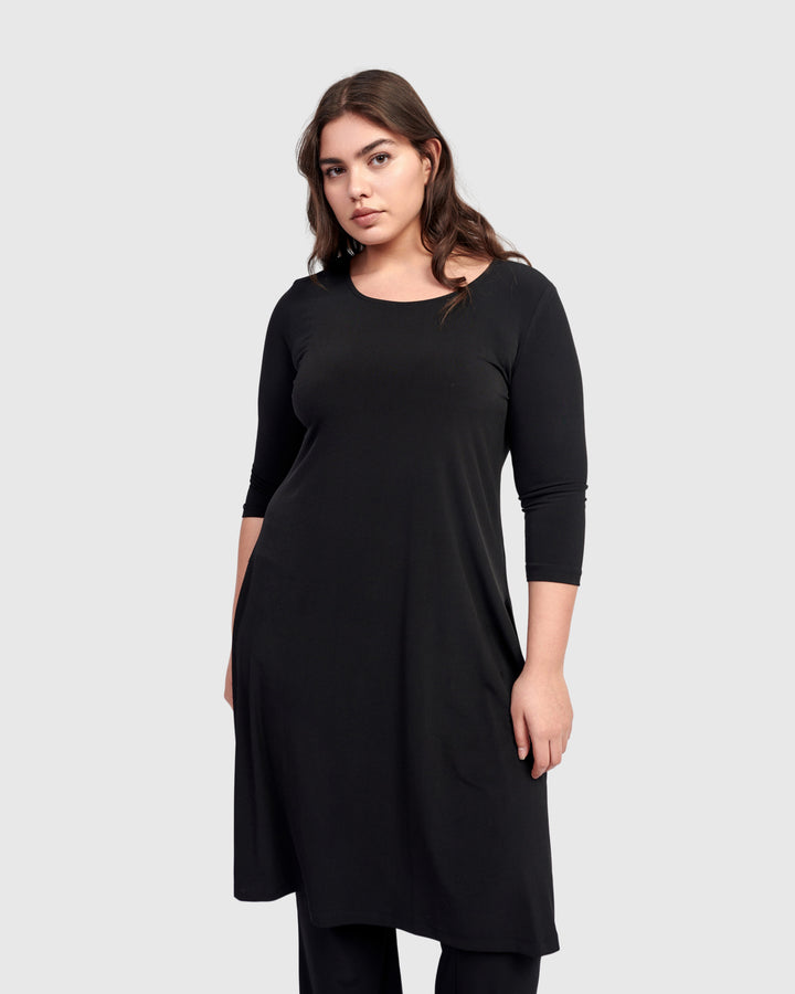 Essential Long Tunic Top, Black