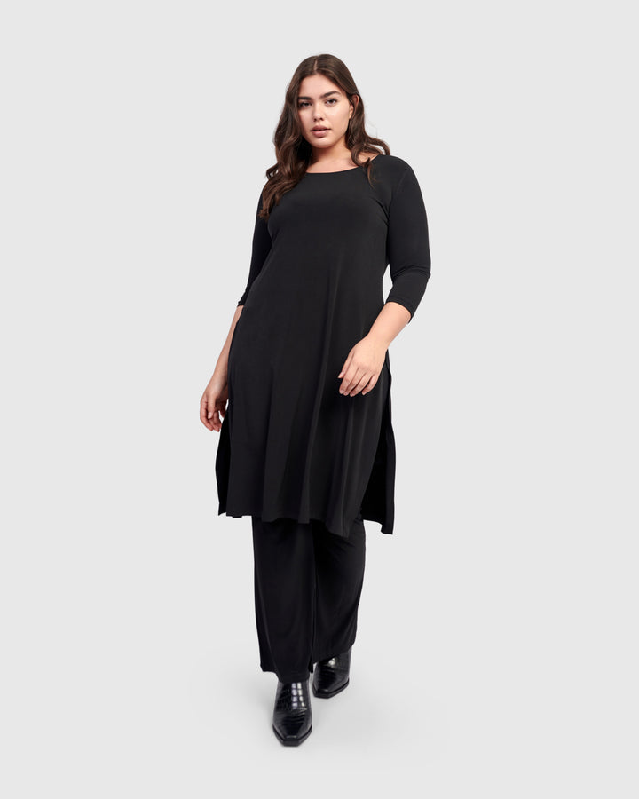 Essential Long Tunic Top, Black