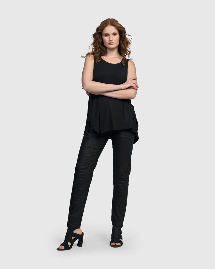 Essential Point Hem Tank Top, Black