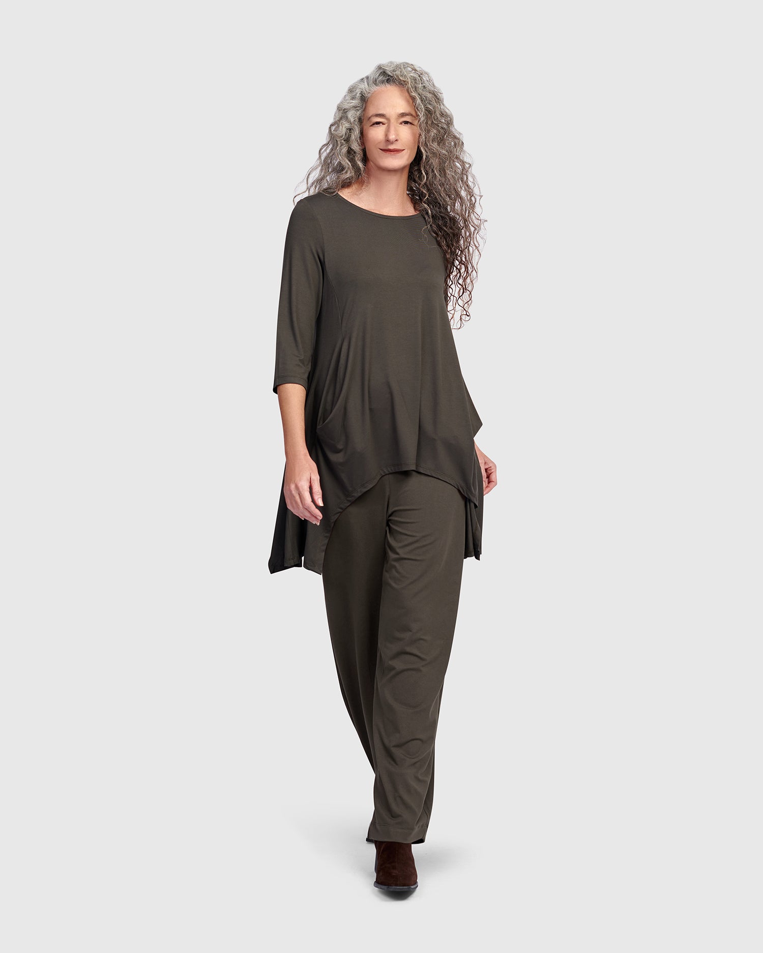 Cutout Tunic & Flow Pants Bundle, Khaki