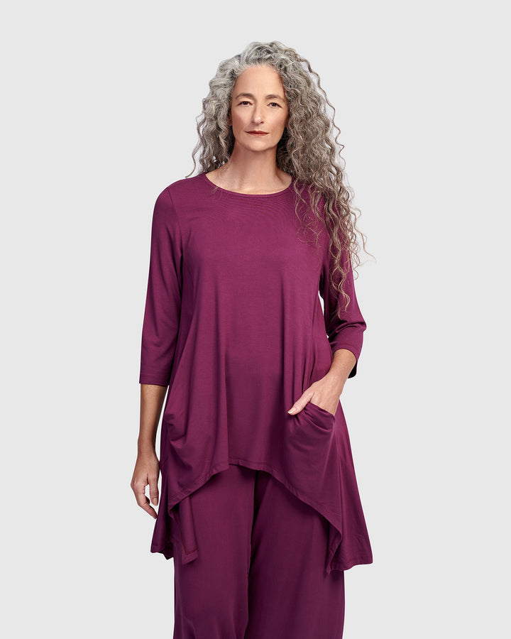 Essential Cutout Tunic Top, Sangria