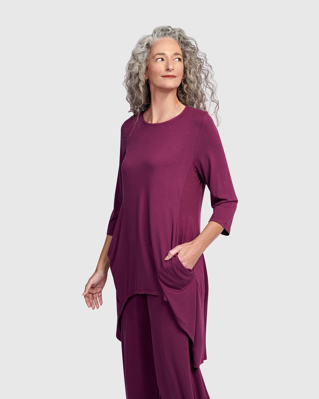 Essential Cutout Tunic Top, Sangria