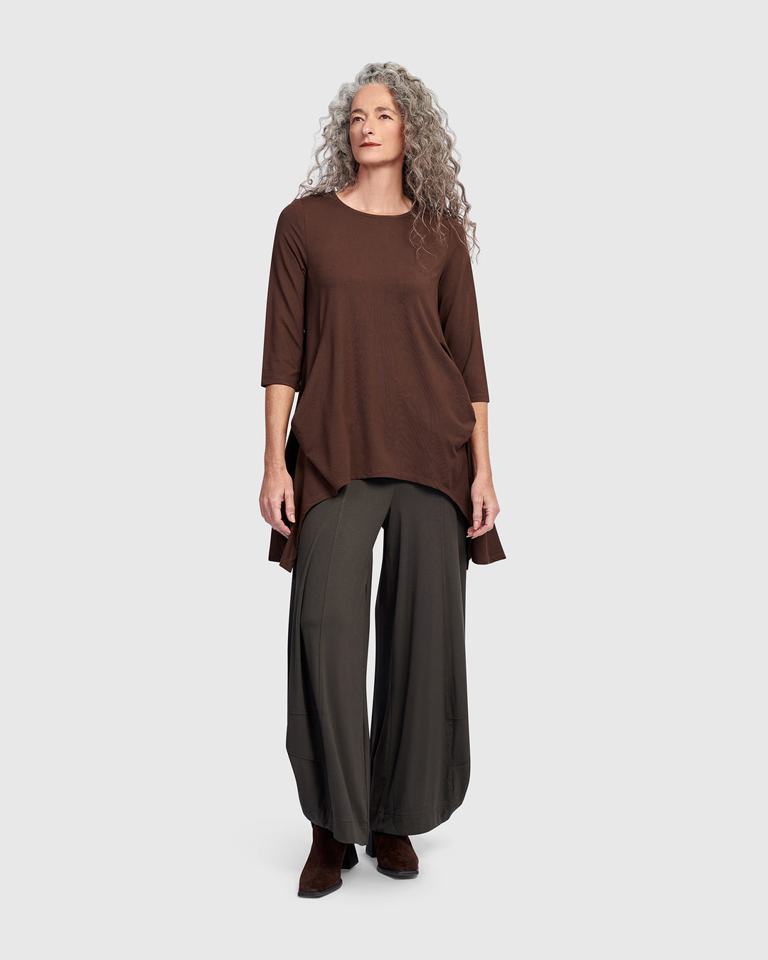 Essential Cutout Tunic Top, Umber