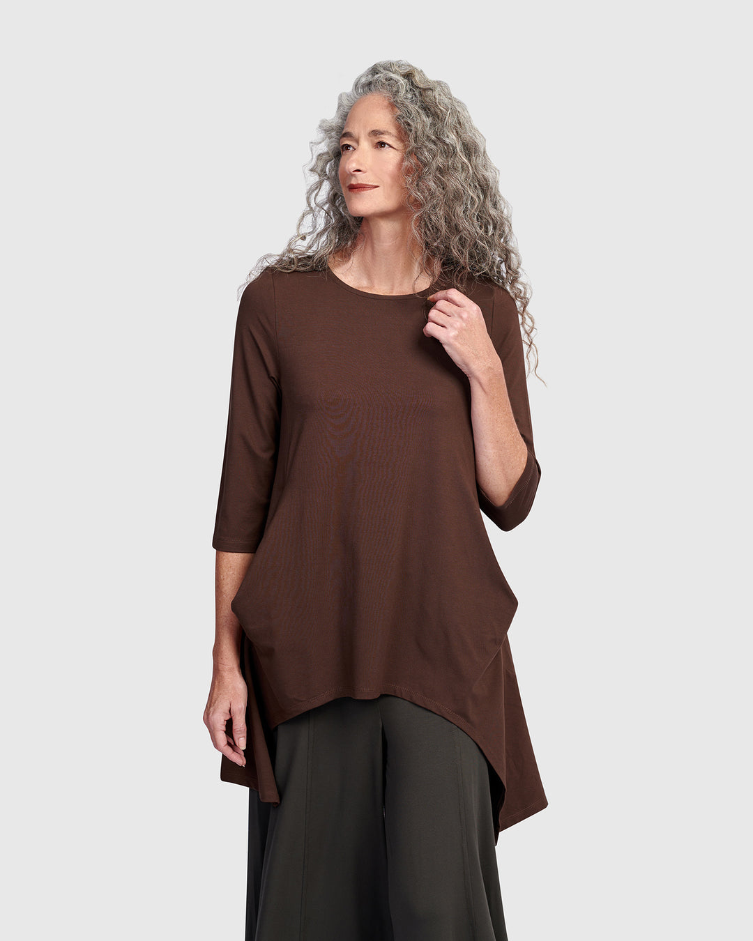 Essential Cutout Tunic Top, Umber