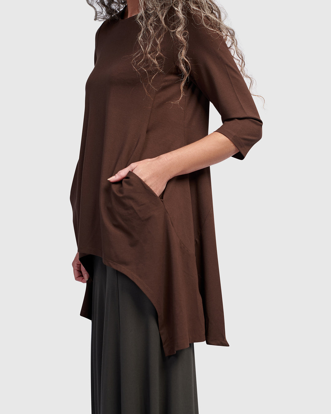 Essential Cutout Tunic Top, Umber