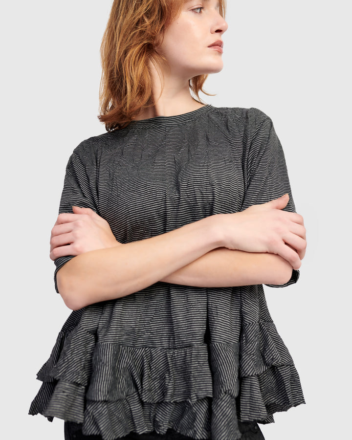 Network Ruffle Tee, Stripes