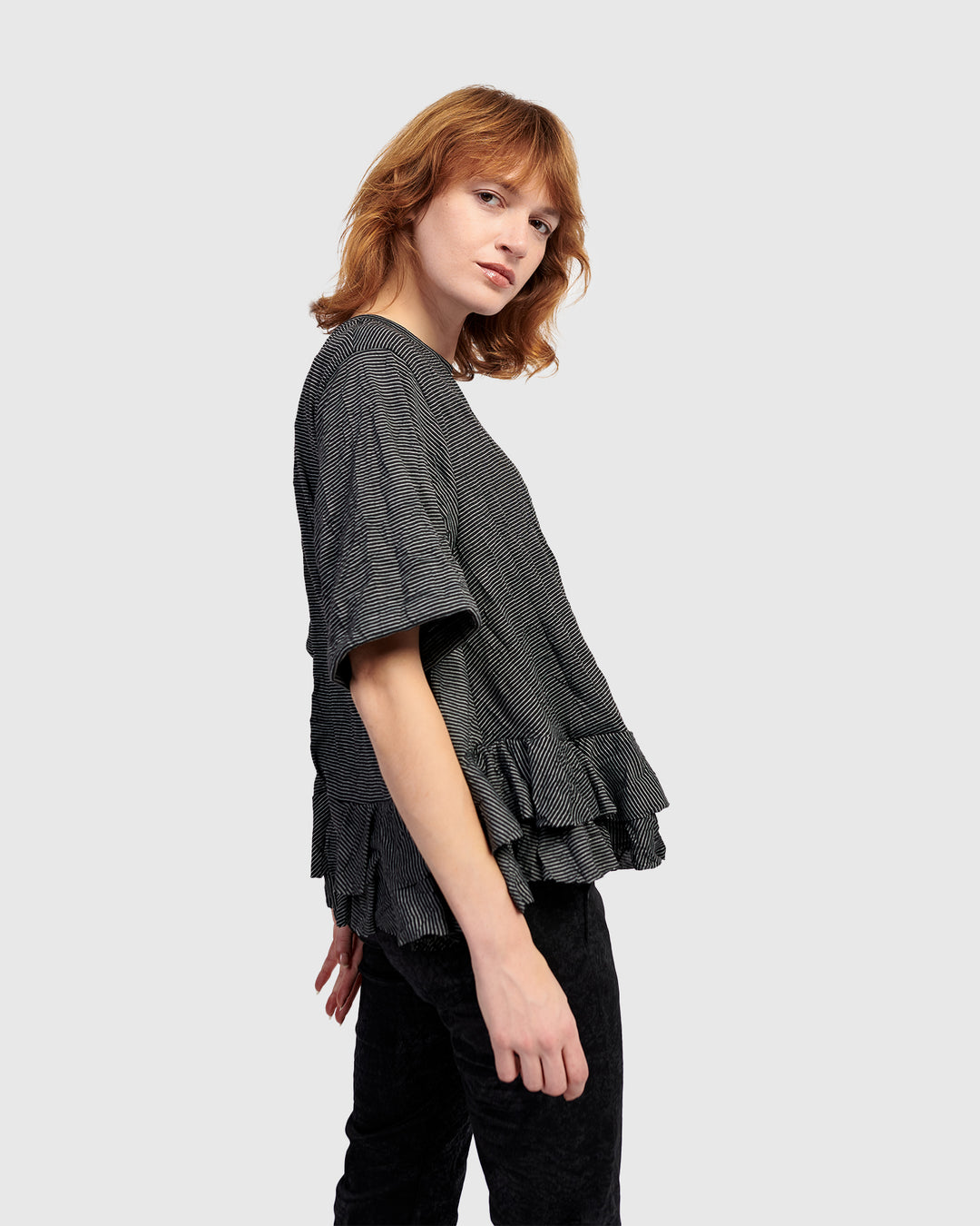 Network Ruffle Tee, Stripes