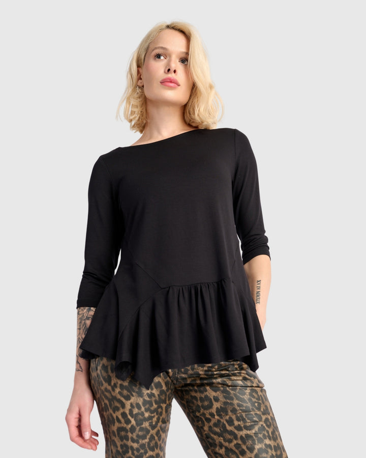 Addison Flouncy Tee, Black