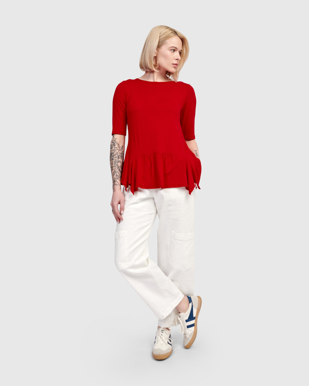 Addison Flouncy Tee, Red