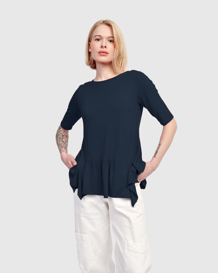 Addison Flouncy Tee, Navy