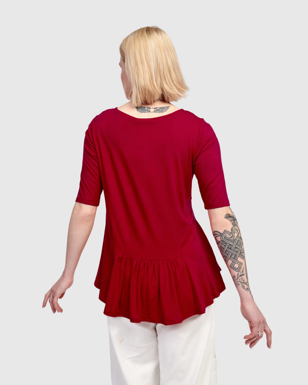 Addison Flouncy Tee, Maroon