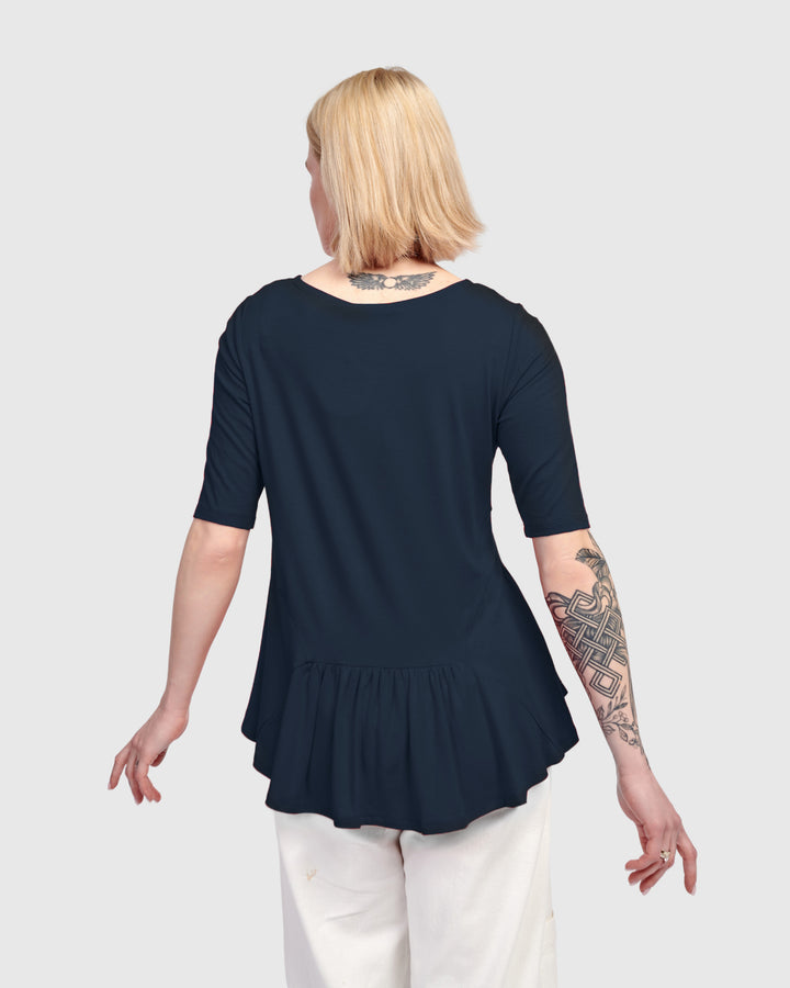 Addison Flouncy Tee, Navy