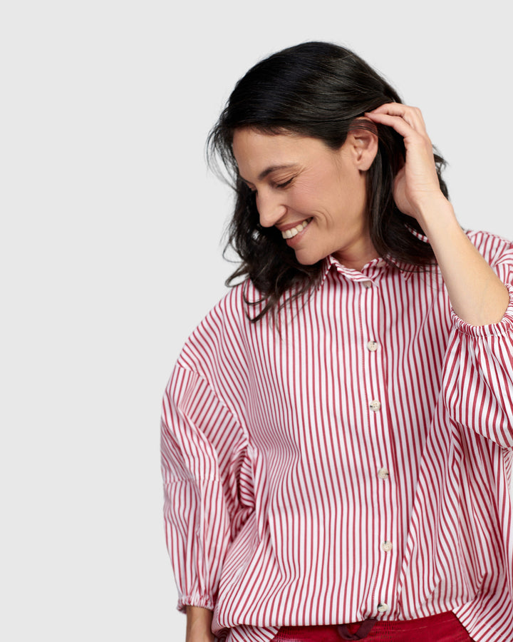 Bethany Button Down Top, Stripes