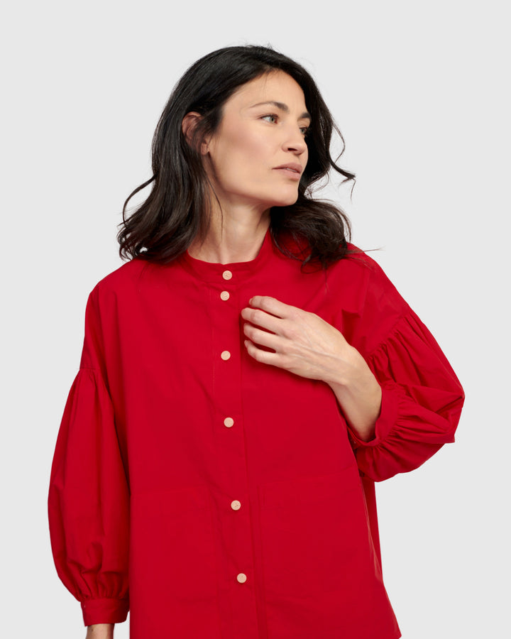 Lydia Hi-Lo Blouse, Red