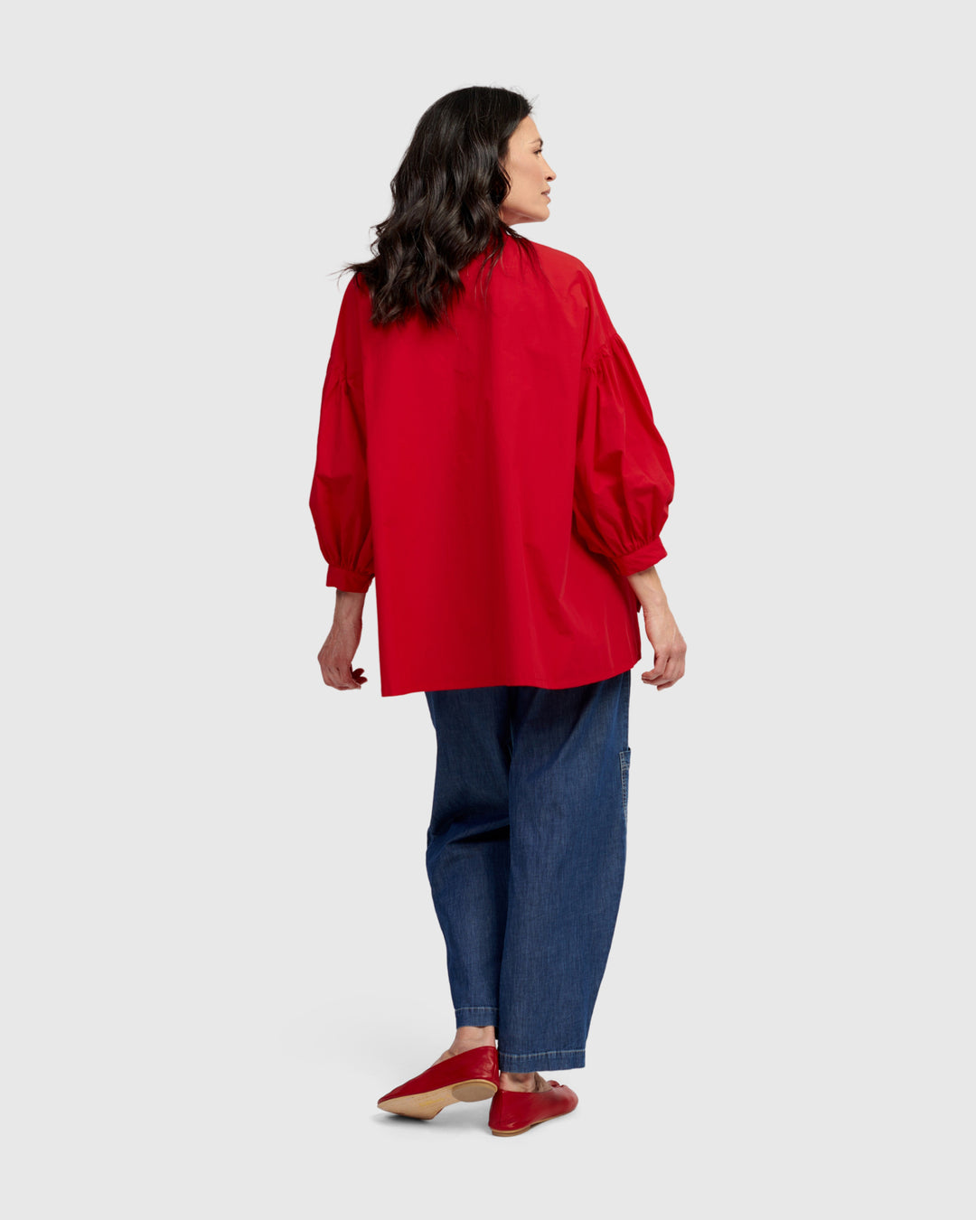 Lydia Hi-Lo Blouse, Red