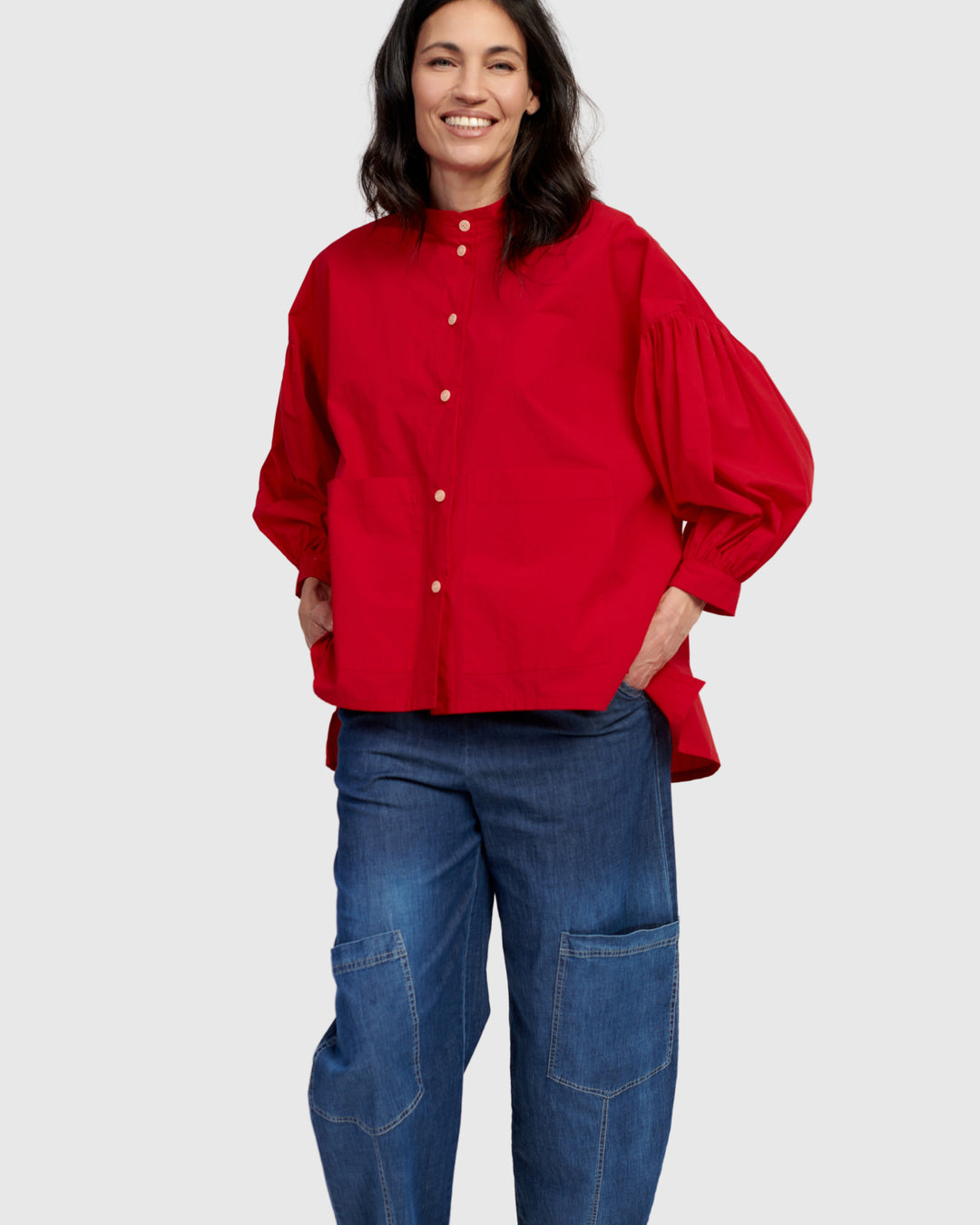 Lydia Hi-Lo Blouse, Red