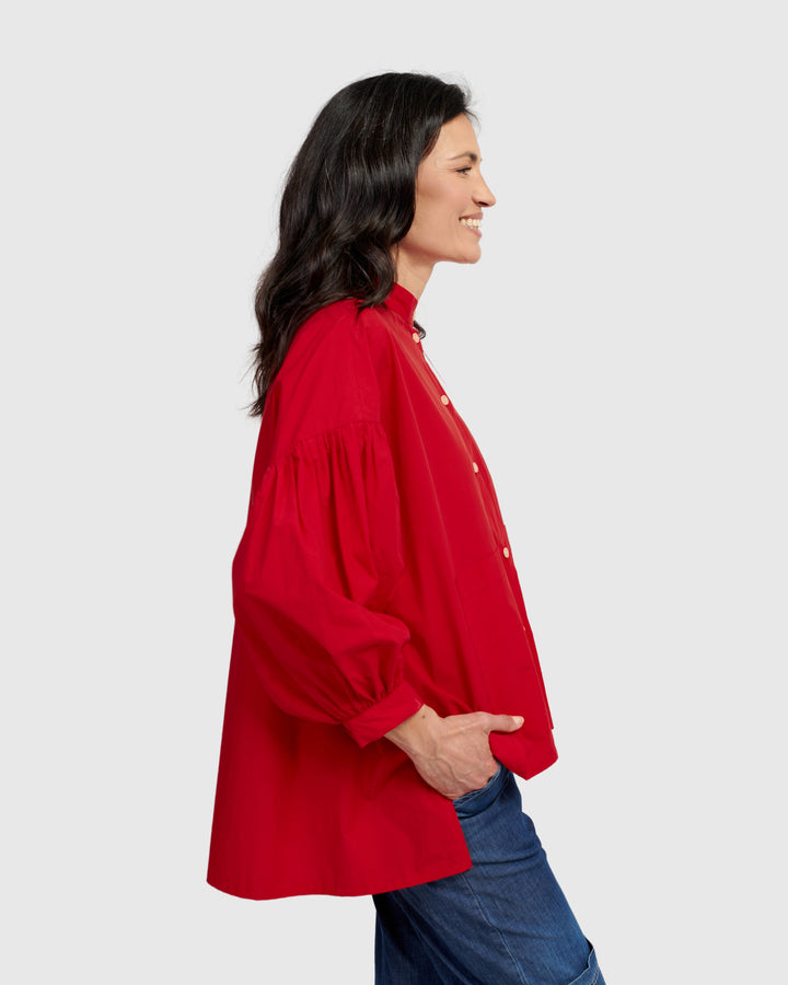 Lydia Hi-Lo Blouse, Red