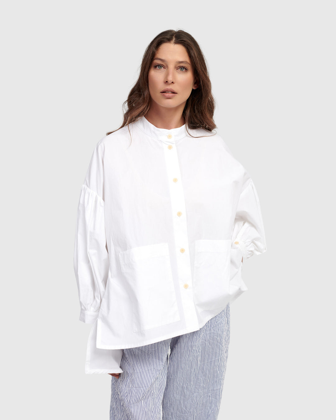 Lydia Hi-Lo Blouse, White