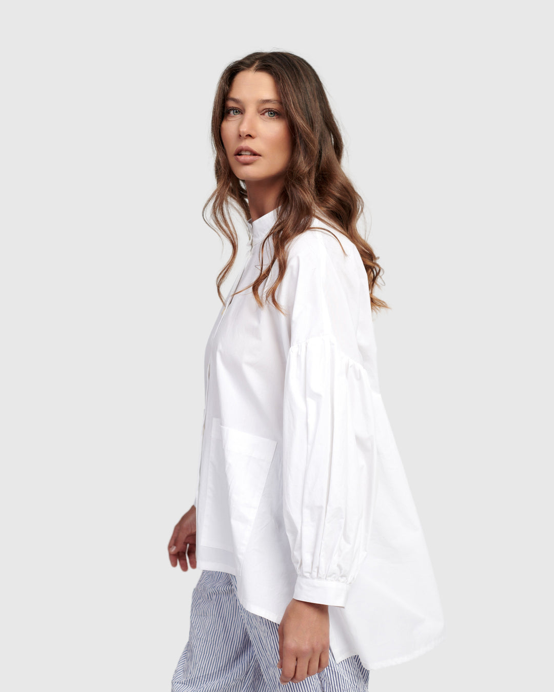 Lydia Hi-Lo Blouse, White