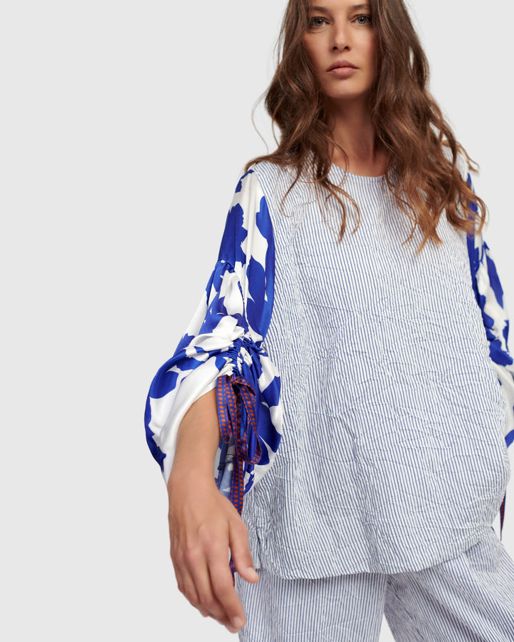 Maeve Crinkle Blouse, Cerulean