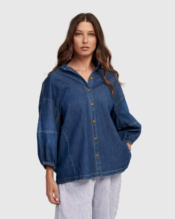 Pippa Relaxed Blouse, Denim