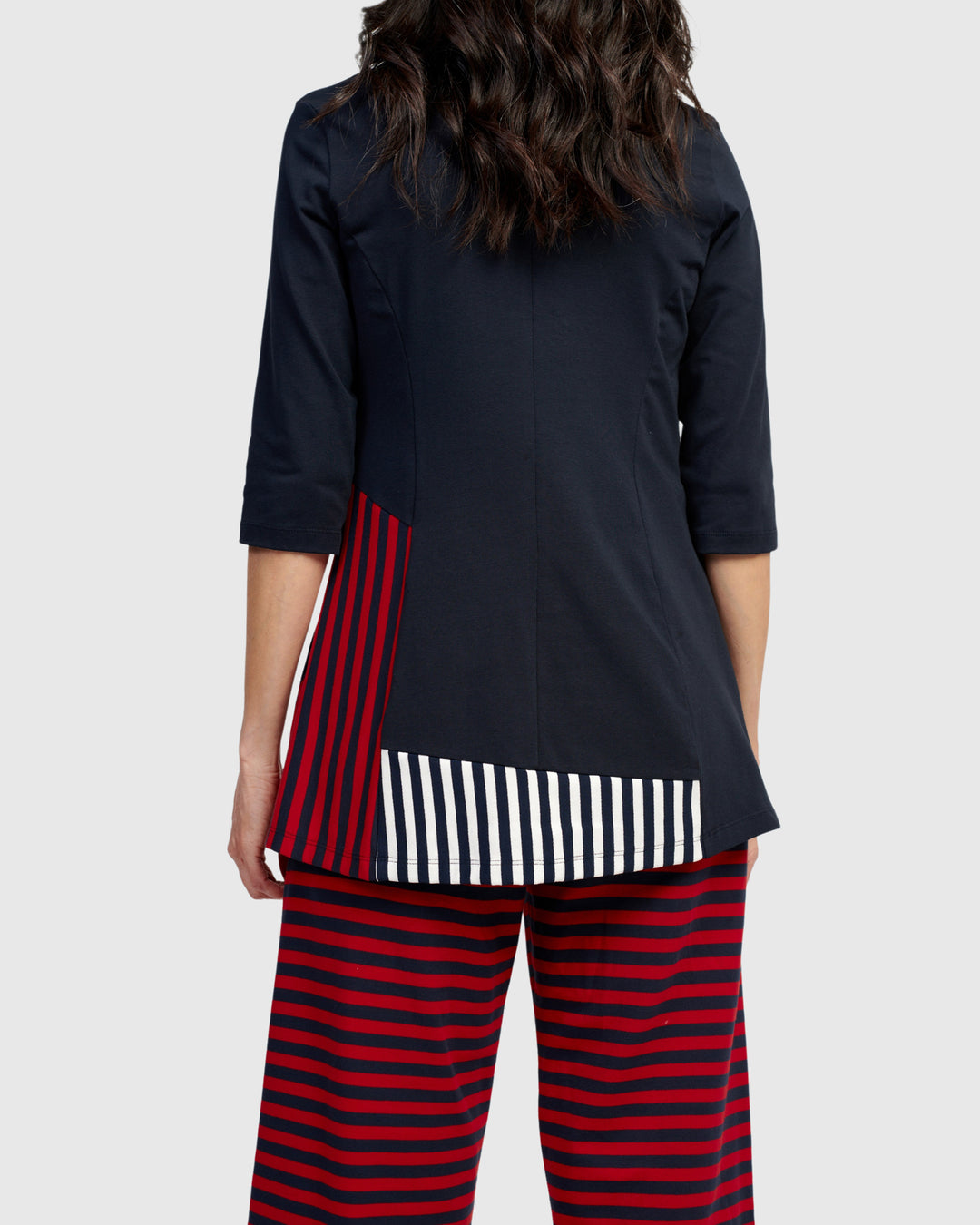 Rowan V-Neck Top, Stripes