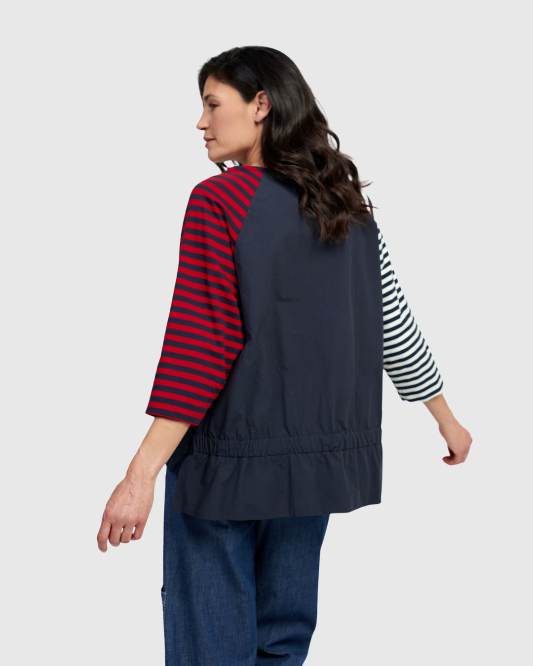 Harlow Boxy Top, Navy Stripes