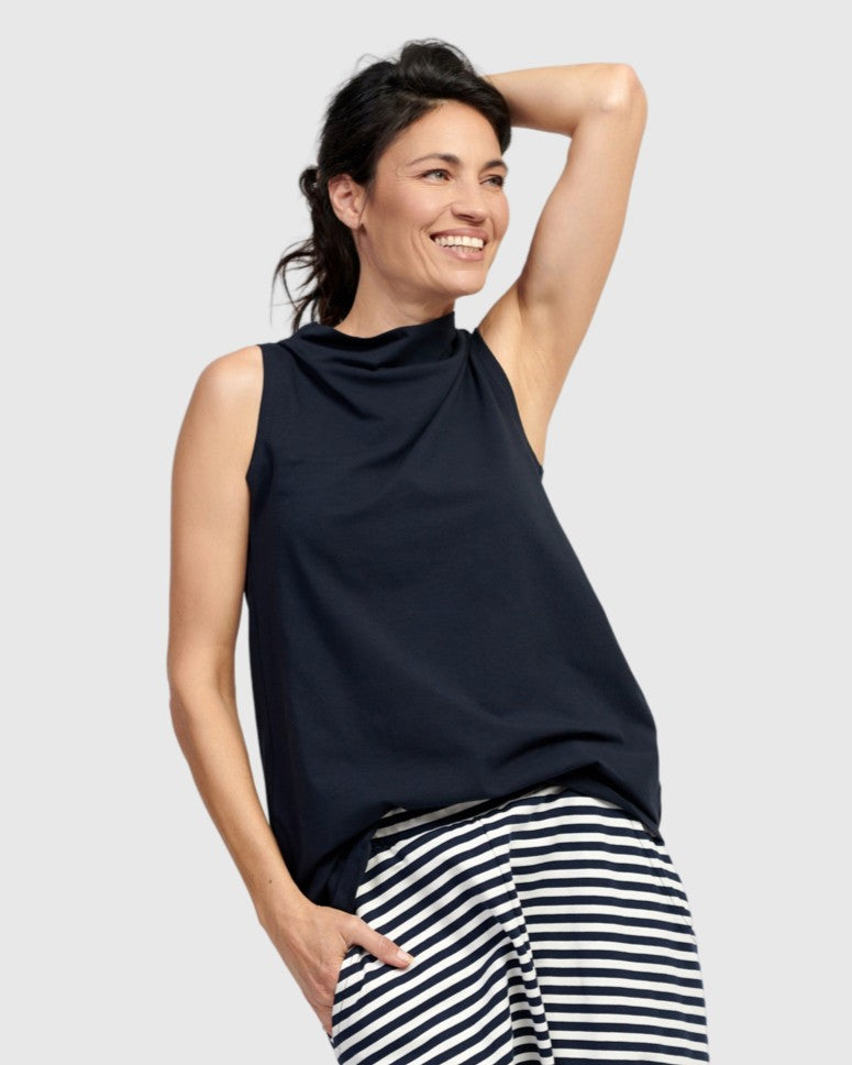 Essential Bistro Sleeveless Top, Navy