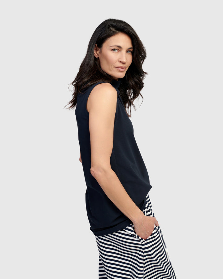 Essential Soft Bistro Top, Navy