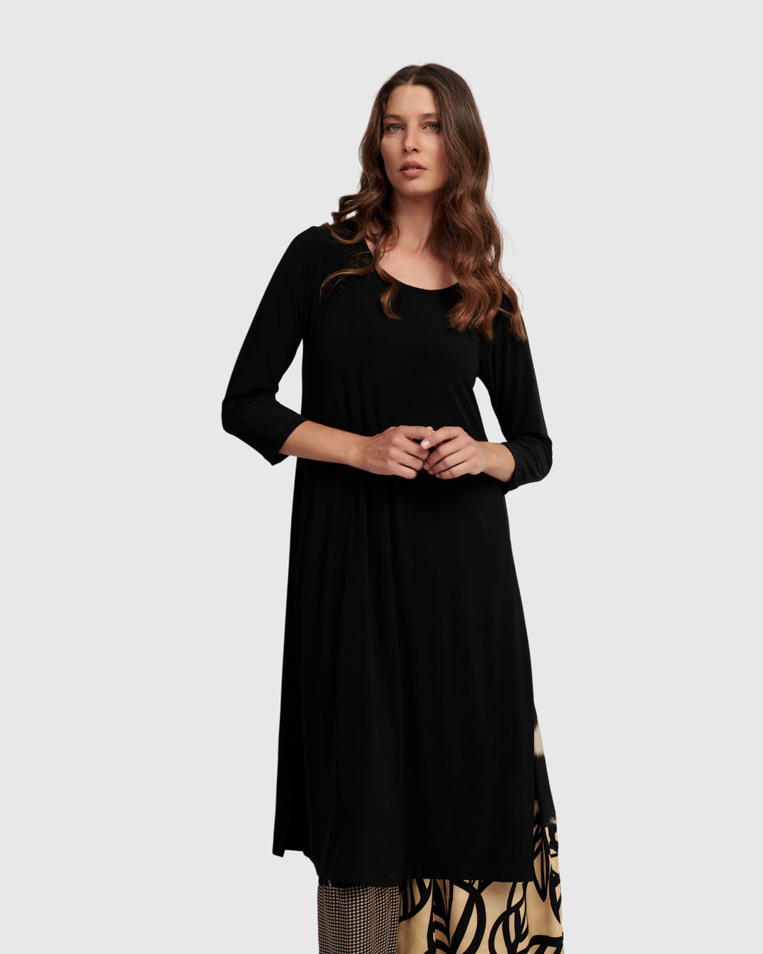 Essential Long Tunic Top, Black