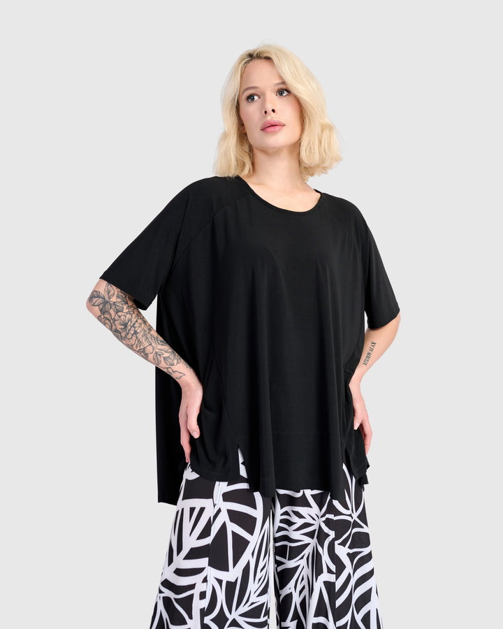 Essential Trapeze Pullover Tee, Black