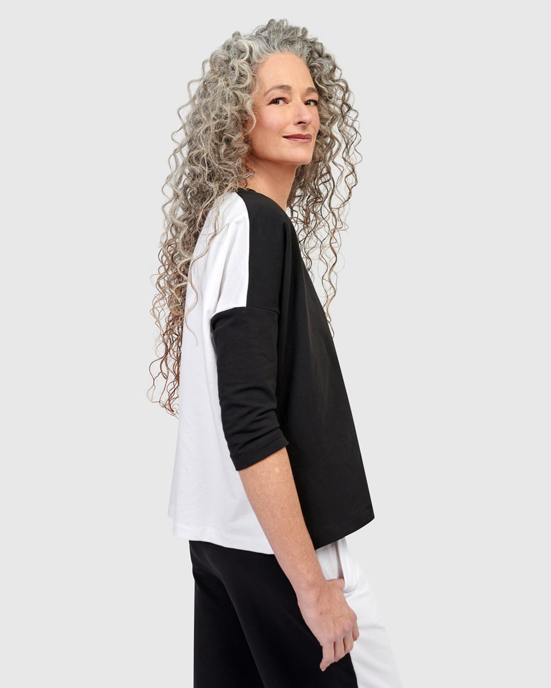 Sadie Boxy Top, Black/White