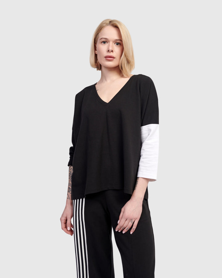 Sadie Boxy Top, Black/White