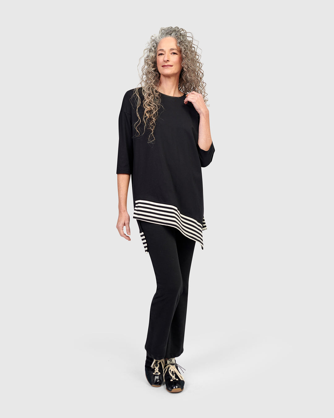 Karina Relaxed Tunic Top, Stripes