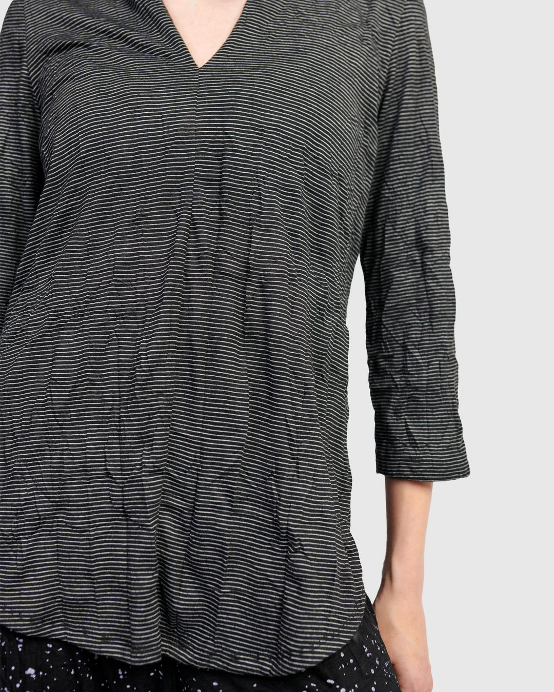 Clarke V-Neck Top, Pinstripes