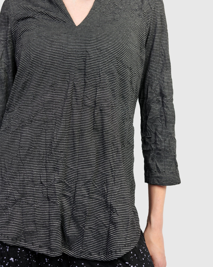 Clarke V-Neck Top, Pinstripes