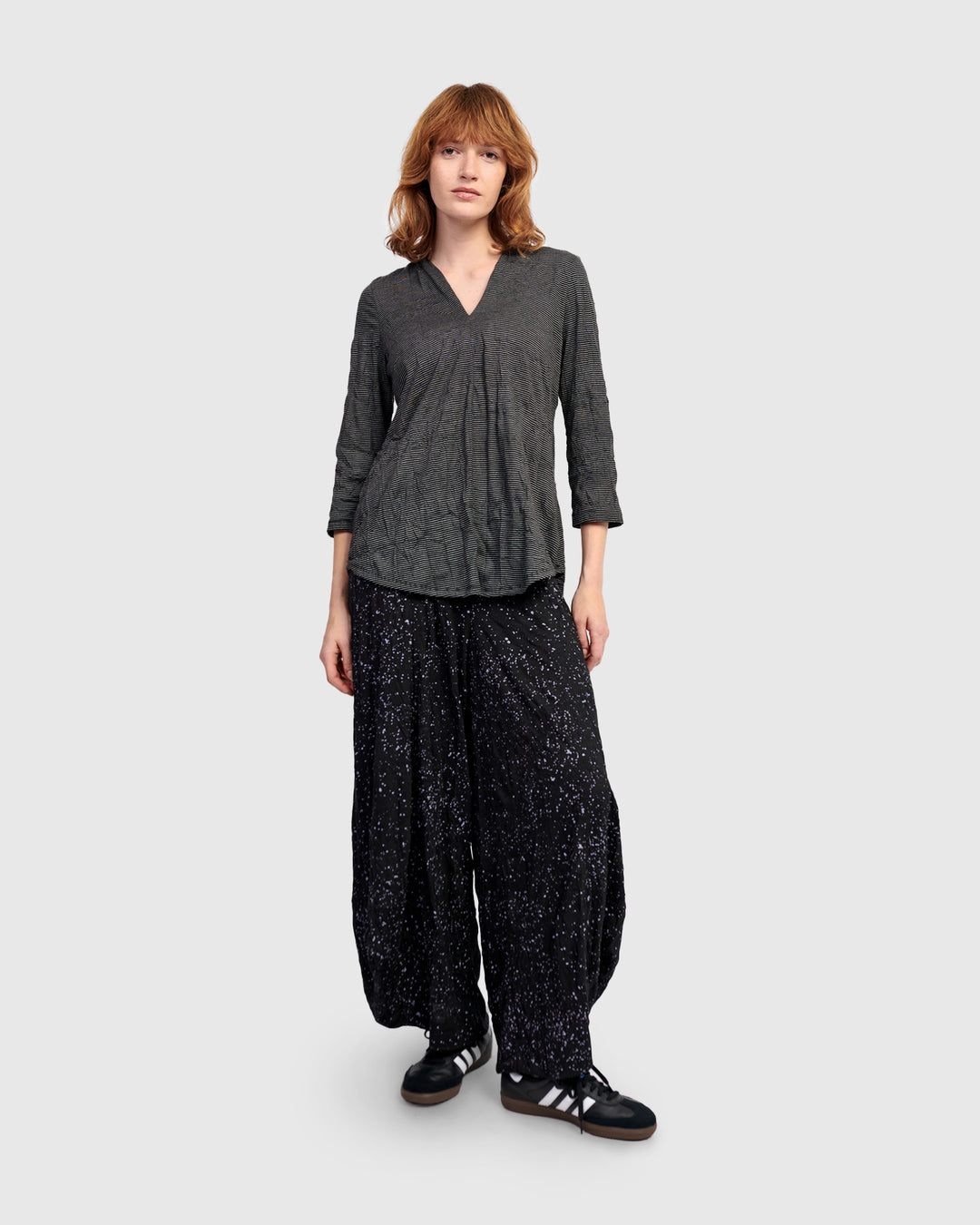 Clarke V-Neck Top, Pinstripes