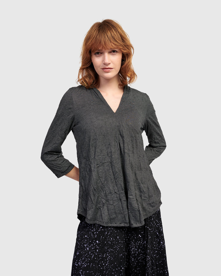 Clarke V-Neck Top, Pinstripes