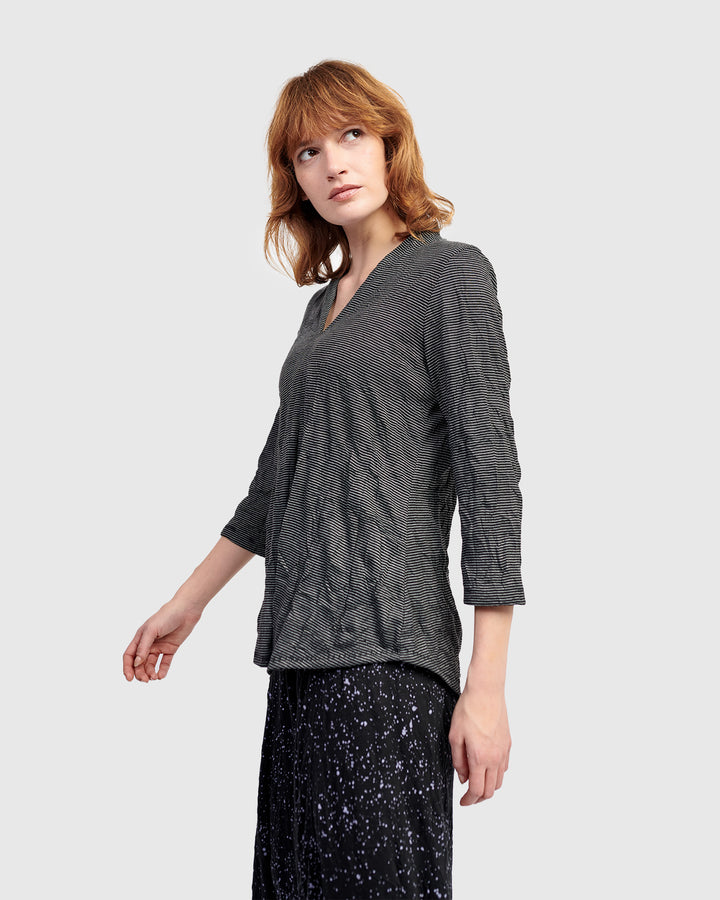 Clarke V-Neck Top, Pinstripes