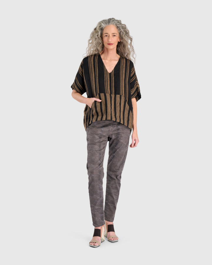 Tawny Pullover Top, Sepia/Black
