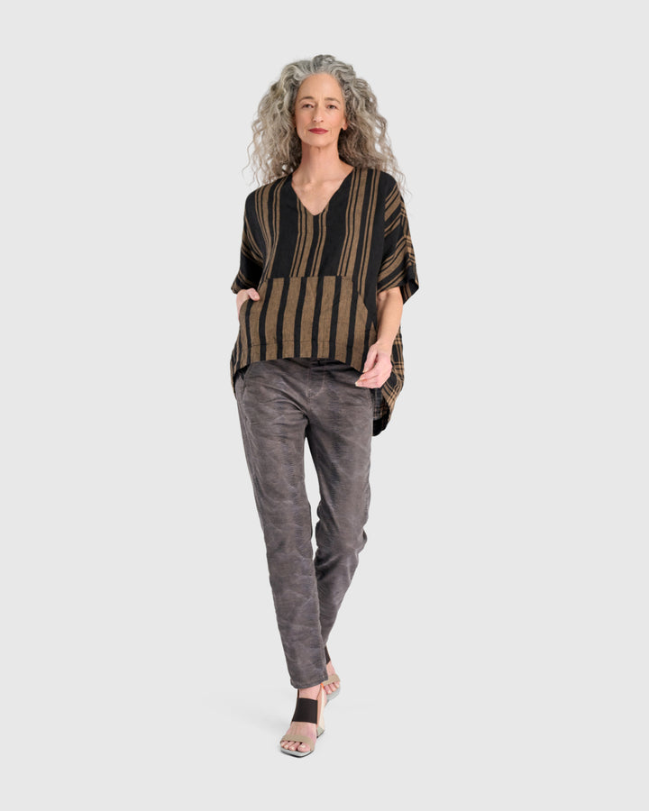 Tawny Pullover Top, Sepia/Black